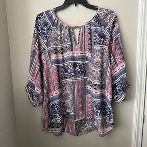 Women's Multicolor Bohemian Cold Shoulder Blouse